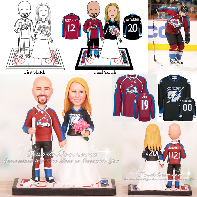 Colorado Avalanche and Tampa Bay Lightning Hockey Cake Toppers